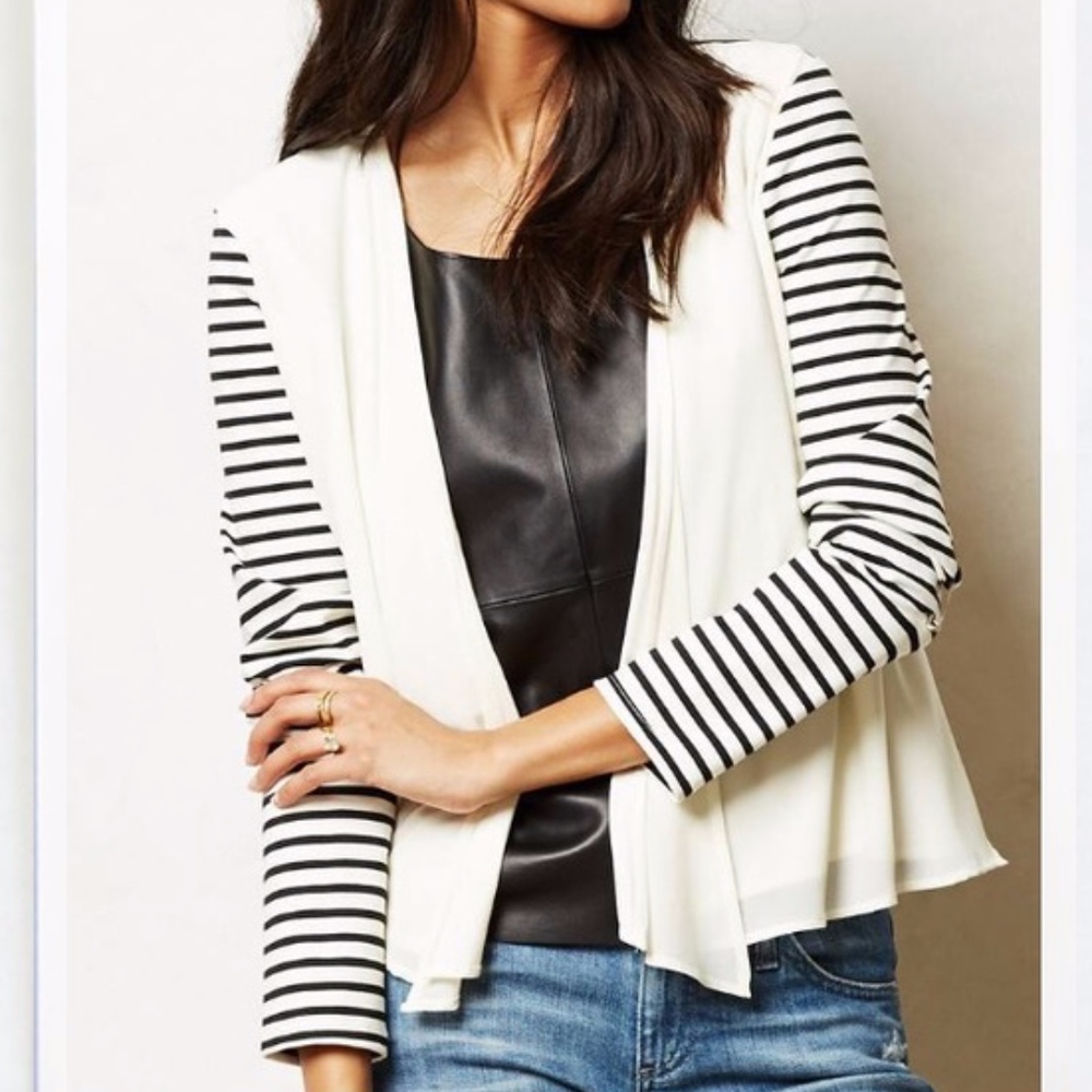 Anthropologie Black/White Hindstripe Cardigan